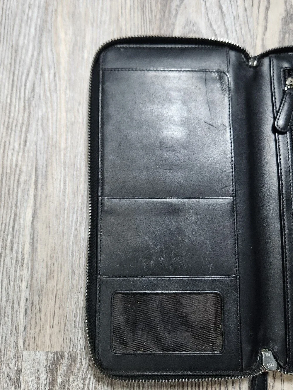 Coach Vintage Fabric Leather Full Zip Travel Wallet Organizer Black Passport